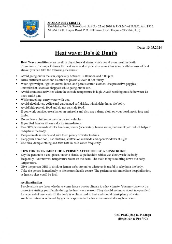 Heat waves Do's & Dont's